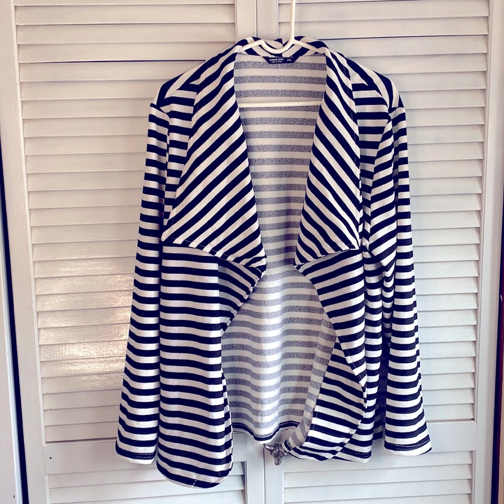 Black/White Striped Lapel Jacket